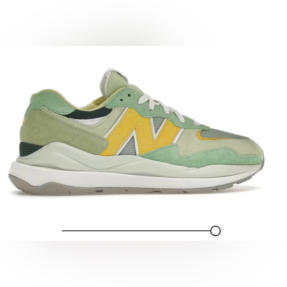 New Balance x STAUD Mint Green and Yellow Sneakers